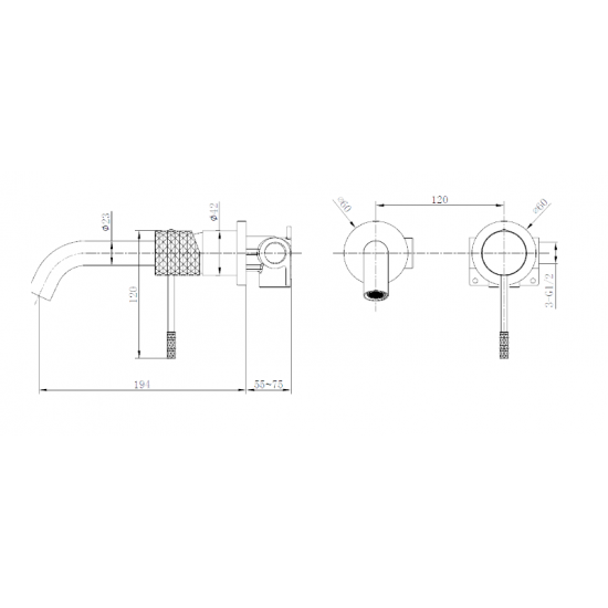 Μπαταρία Νιπτήρος Εντοιχιζόμενη IMEX GENOVA BLACK GUN METAL GLG053/BGM Ανθρακί